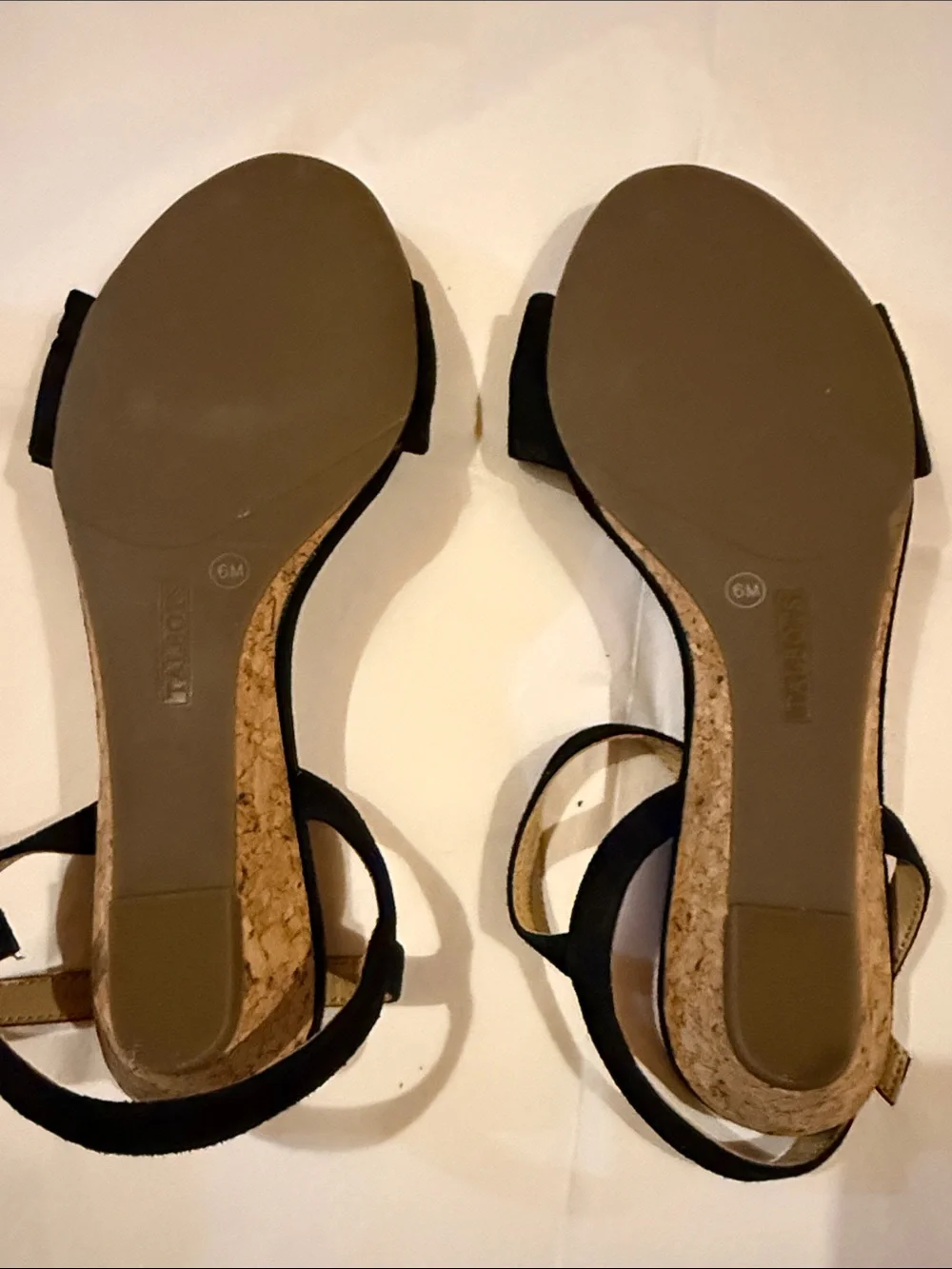 Talbots Black Suede Knot Front Ankle-Strap wedge Sandals